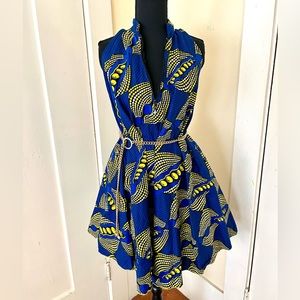 NWOT Ankara A-line Zip Collar Dress with Pockets Made in Ghana